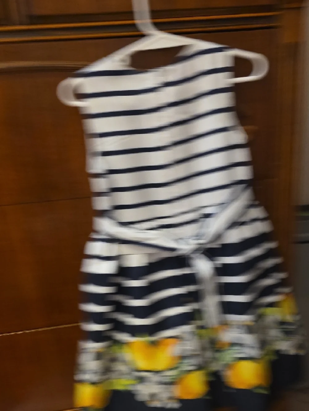 Jessica‎ Ann Navy, White & Yellow Striped Lemon Border Dress with Navy Bolero
